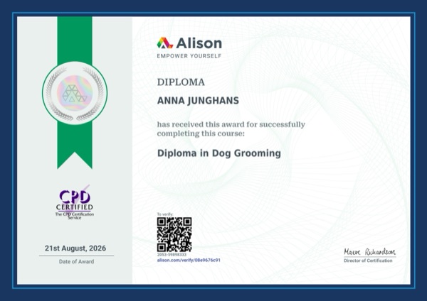 Diploma in Dog Grooming — Alison, CPD Certified
